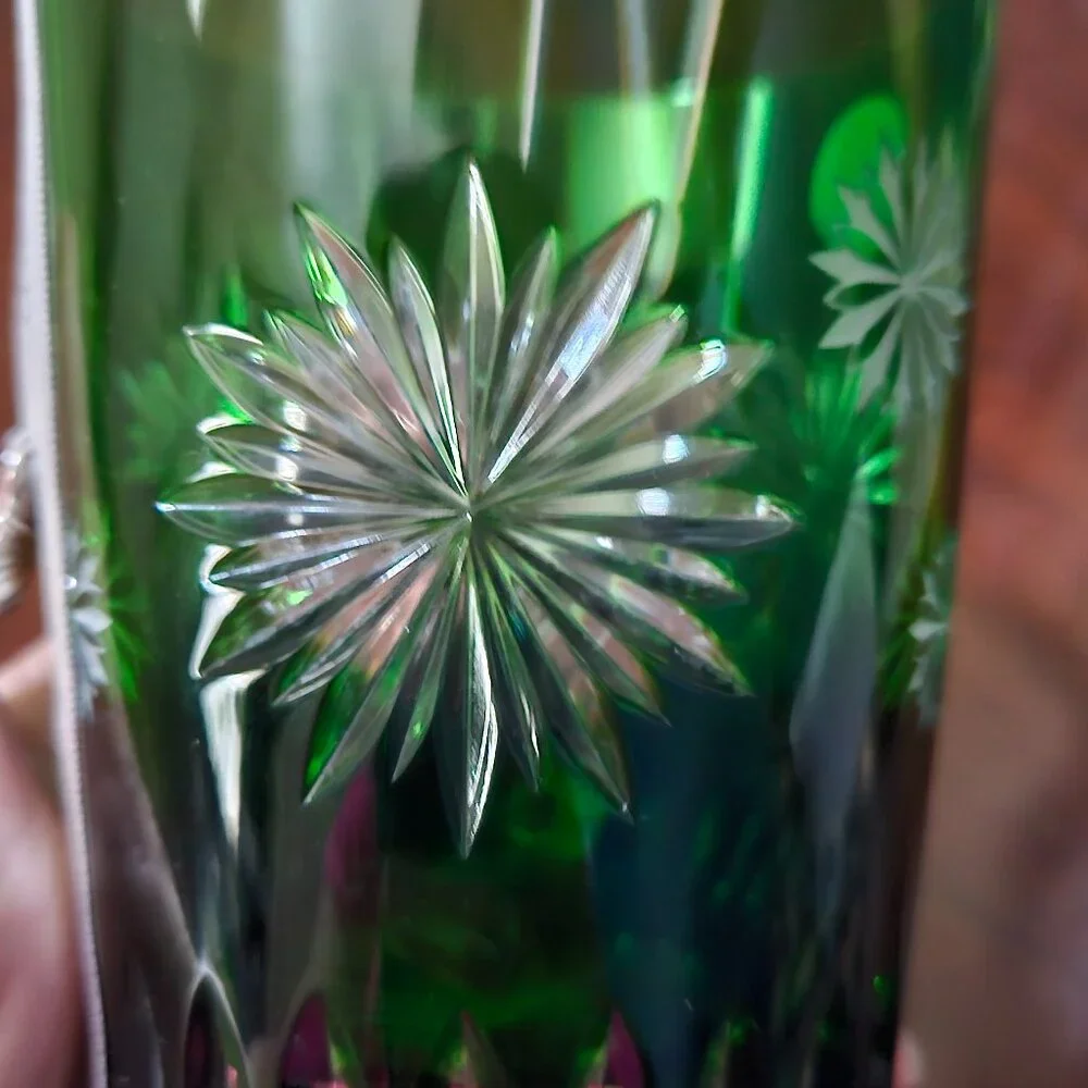 WATERFORD CRYSTAL GREEN SNOWFLAKE WISHES DOF WHISKEY CHRISTMAS GLASS TUMBLER